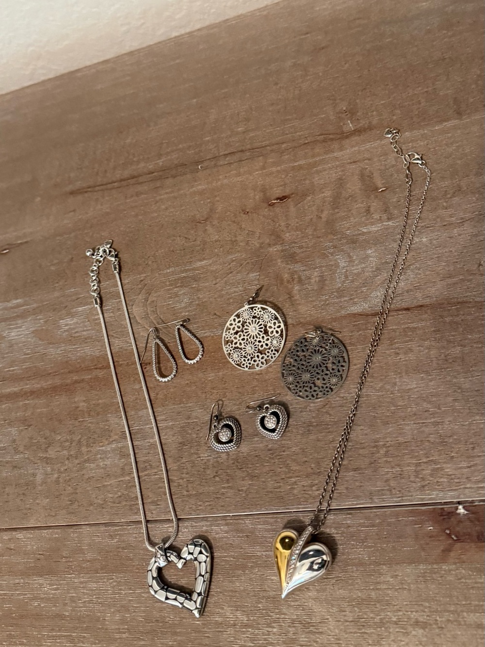 Brighton assortment of 2 Necklaces and 3 pairs of Silver Earrings
